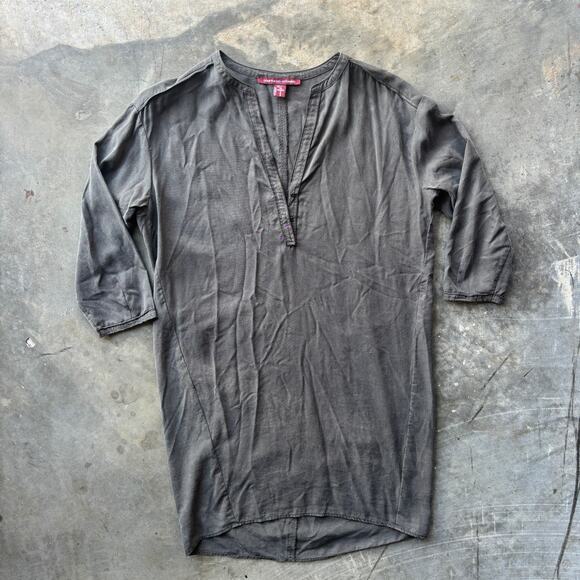 Comptoir Des Cotonniers Shift Dress Women's Small Green 3/4 Sleeve Split Collar - Picture 2 of 12